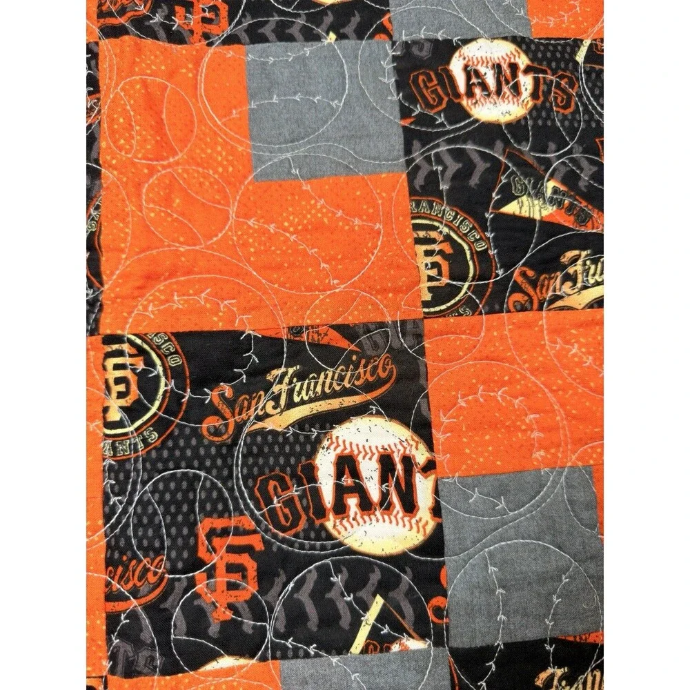 SF Giants Reversible Handmade Quilt Blanket 30x30 MLB Baseball Stitch Patchwork